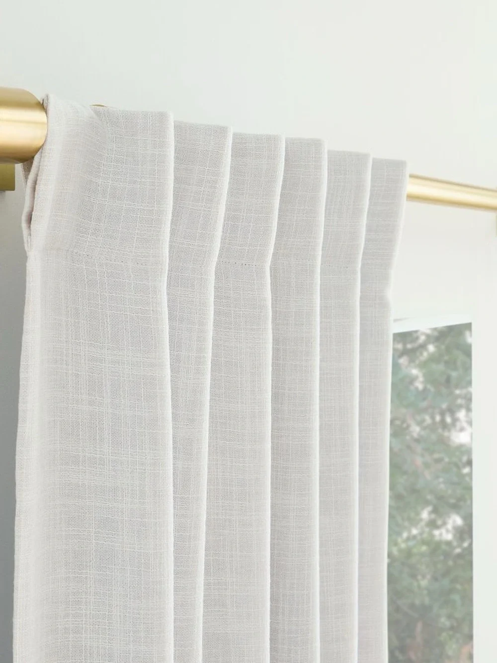 West Elm Kids Crossweave Textured Curtain Panels Stone White 48x84 in. (2-Pack)